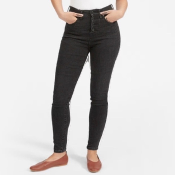 Everlane Denim - Everlane Black The High Rise Skinny Button Fly Jeans